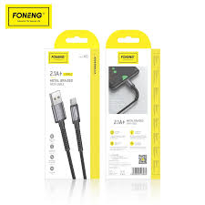 Cable Reforzado FONENG X83 2.1A Micro USB 1mt NEGRO